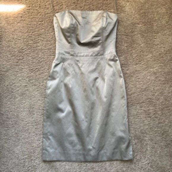 Rene Lezard Brand Women's Gold Strapless Silk Cocktail Dress Sz 4 - Picture 2 of 8